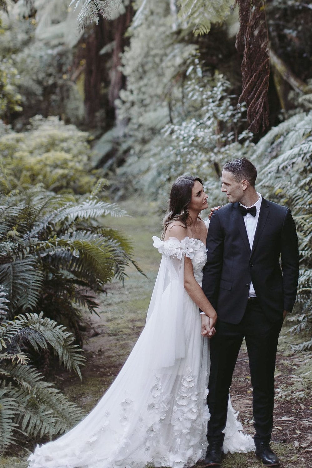 Real Weddings | Vinka Design | Real Brides Wearing Vinka Gowns | Candice and Michael in Ataahua Gardens Venue in Tauranga - bespoke dress displayed