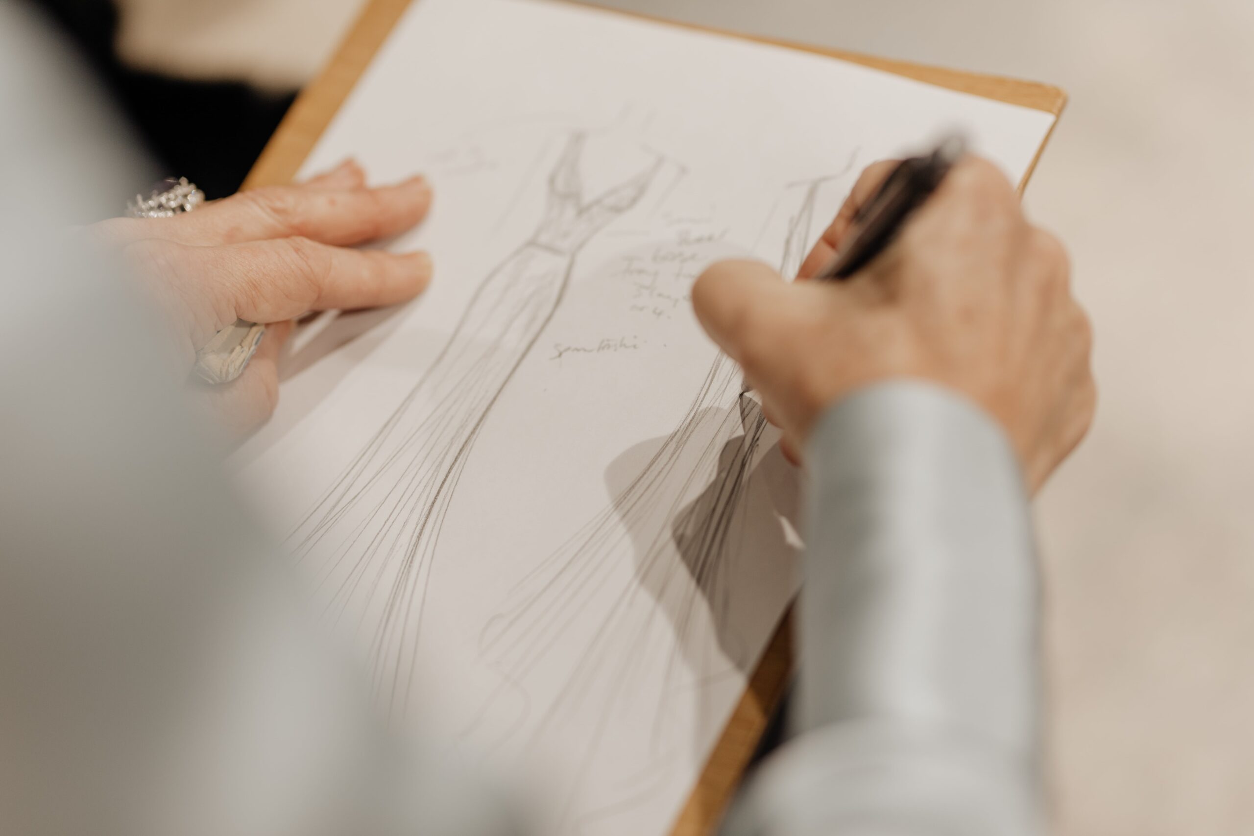 Bespoke bridal gowns - sketch by designer Anita
